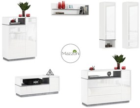 Mazzoni Set de mobilier FOLK Luciu Alb/Mat + Beton Millenium - MOBILIER MODERN PENTRU CAMERA DE ZI CU COMODĂ MIC TV