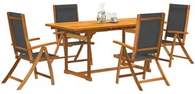 vidaXL Set mobilier de grădină, 5 piese, lemn masiv acacia/textilenă