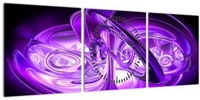 Tabloul fractalilor în violet (cu ceas) (90x30 cm)