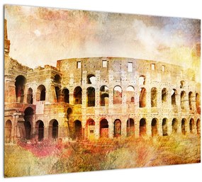 Tablou pe sticlă - Pictură digitală, Colosseum, Roma, Italia (70x50 cm)