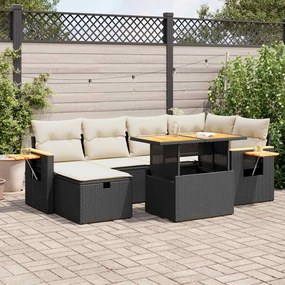 vidaXL Set mobilier de grădină cu perne, 8 piese, negru, poliratan