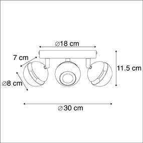 Spotlight modern cu 3 lumini negru cu interior auriu - Buell Deluxe