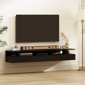 HOMCOM Set de 2 Noptiere Suspendate cu Sertar și Raft Deschis, 35x32x22.5 cm, Negru | Aosom Romania