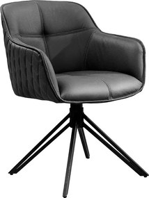 Set 2 scaune Pivotante, Piele Naturala Neagra, Euphoria