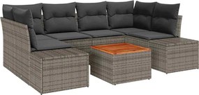 vidaXL Set de canapele pentru grădină cu pernă 7 pcs Gri poliratan