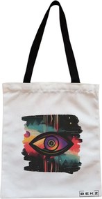 Sacosa de Panza pentru Cumparaturi, Geanta Tote, model Celestial Eye 13, Cu fermoar, 38x34.5 cm, Alba, BEKZ®