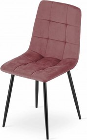 OFERTA Scaun de catifea roz KARA cu picioare negre II. calitate
