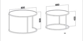 SET 2x măsuță laterală TAMBUR neagră/maro