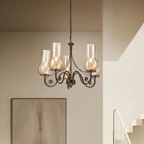 Lustră pe lanț Brilagi COTTAGE 5xE14/40W/230V maro