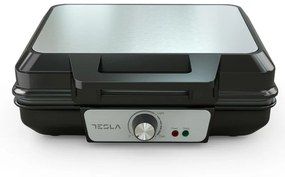 Aparat pentru vafe/grofe Tesla WM200BX, 1000W, 2 vafe, Placi cu acoperire antiaderenta, 140-220°C, Argintiu/Negru