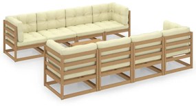 3076427 vidaXL Set mobilier de grădină cu perne, 9 piese, lemn masiv de pin