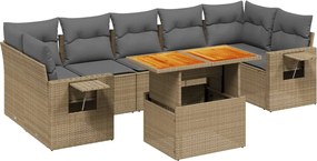 vidaXL Set canapele de grădină, 8 piese, cu perne, bej, poliratan
