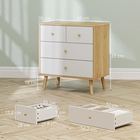 HOMCOM Cofraj cu 4 Sertare cu Finisaj Elegant și Capacitate Mare de Depozitare 60x35x65 cm Stejar și Alb | Aosom Romania
