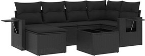 vidaXL Set canapele de grădină cu perne, 7 piese, negru, poliratan