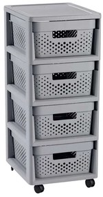 Etajeră pe roți gri din plastic 29,5x65,5 cm Infinity – Curver