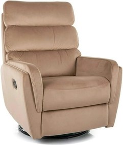 Fotoliu recliner ARGOS, stofa catifelata bej - Bluvel 28, 78x84/162x10