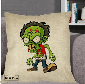 Perna Decorativa Zombie Halloween, 40x40 cm, Crem, Husa Detasabila, Perna Inclusa, BEKZ®