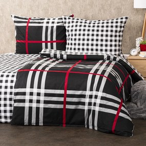 Lenjerie flanelă 4Home Cub negru, negru, 220 x 200 cm, 2 buc. 70 x 90 cm