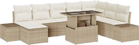 vidaXL Set de canapele pentru grădină 9 pcs Bej și crem poliratan