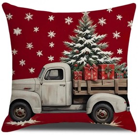 Fata de perna de Craciun TRUCKMAS 45x45 cm, rosu