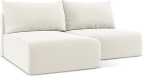 Colțar crem extensibil/cu spațiu de depozitare cu tapițerie din catifea (cu colț pe partea stângă/cu șezlong) Kalena – Makamii