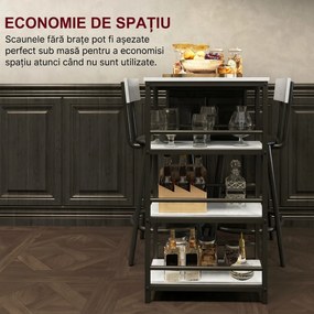 HOMCOM Set Masă de Bar cu 3 Rafturi și 2 Scaune cu Spătar, 90x50x90.5 cm, Gri Deschis | Aosom Romania