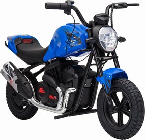 AIYAPLAY Motocicletă electrică pentru copii, stil Harley, 24 V, 6-12 ani, roți din cauciuc 30 cm, albastră | Aosom Romania