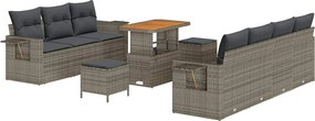 vidaXL Set de canapele pentru grădină 10 pcs Gri poliratan