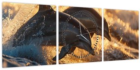 Tablou - Delfinii (cu ceas) (90x30 cm)