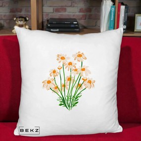 Perna Decorativa Margarete Camp, 40x40 cm, Alb Pufos, Husa Detasabila, Perna Inclusa, BEKZ®