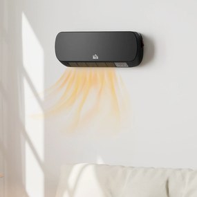 HOMCOM Aerotermă Electrică de Perete cu Telecomandă și Timer 12h, Negru | Aosom Romania