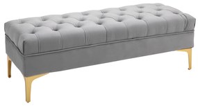 HOMCOM Banca Hol din Tesatura Catifelata, Picioruse Metalice, Banca Capitonata la capatul Patului Gri, 118x45x42cm | Aosom Romania