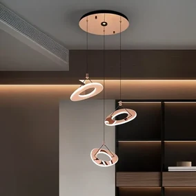 Lustra cu 3 Pendule LED auriu roze Mirena