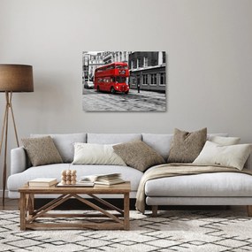 Tablou pe sticlă - Londra cu autobuz (70x50 cm)