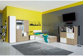 COMODA DORIA,97X42.5X110 CM,4 USI,CULOARE SONOMA/ALB,PAL