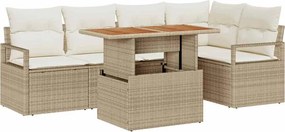 vidaXL Set de canapele pentru grădină 6 pcs Bej Rattan poli