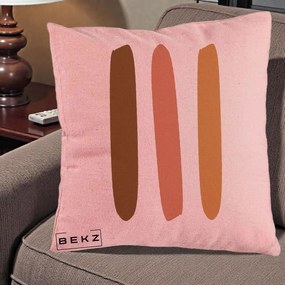 Perna Decorativa Abstract Linii Terracotta, 40x40 cm, Roz, Husa Detasabila, Perna Inclusa, BEKZ®