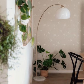 Lampă arcadă inteligentă din alamă cu abajur alb, inclusiv Wi-Fi A60 - Arc Basic