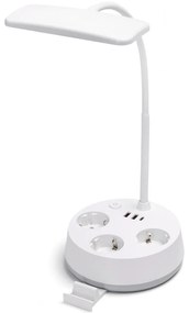 Aigostar - Lampă de birou LED dimabilă cu prize și port USB LED/4,6W/230V albă
