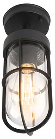 Plafonieră exterioară rustică neagră cu sticlă IP44 - Elza