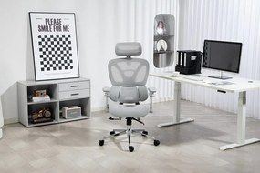 RESIGILAT- METACHAIR DORO Scaun ergonomic, cotiere 6D, suport lombar dinamic, spătar reglabil înălțime, tetieră 2D, mecanism multifunctional inclinare/blocare, pivotant, Mesh, Gri