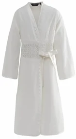 Halat elegant pentru femei DEMET, in cutie cadou XL Alb crem / Ecru