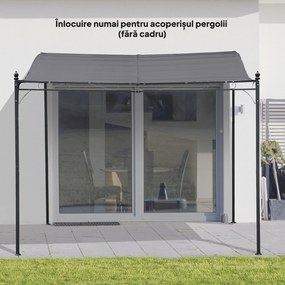 Outsunny Copertină de Rezervă pentru Pergolă cu 16 Orificii de Scurgere, Cârlige şi Inele, 297x 297 cm, Gri Închis | Aosom Romania