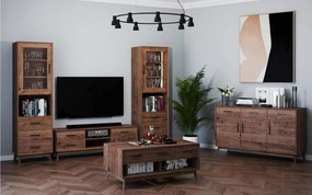 Comodă lemn masiv Timeless 3 Sertare 3 Uși Whisky, 146 × 45 × 85 cm