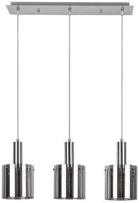 Lustra cu 3 Pendule design modern Donati crom/fumuriu
