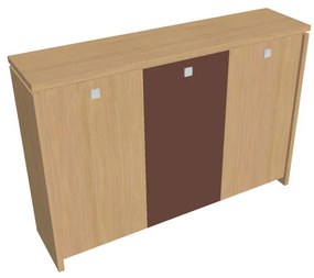 Dulap mediu pentru haine Verno 188 x 46 x 130 cm, uși combinate, stejar deschis / maro