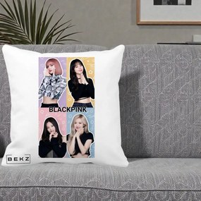 Perna Personalizata K-pop BLACKPINK Negru, 40x40 cm, Alba Mata, Husa Detasabila, Perna Inclusa, BEKZ®