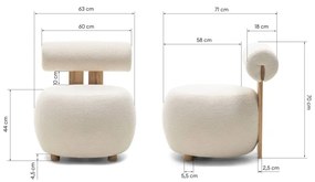 Fotoliu design crem HANNA, stejar