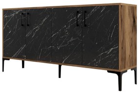 Consola Kiev160 Walnut-Negru Marble