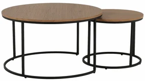 Set 2 măsuțe de cafea Ilak (stejar + negru). 1016582